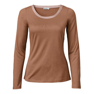 T-shirt en soie de couleur bronze avec encolure ronde