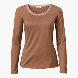 T-shirt en soie de couleur bronze avec encolure ronde