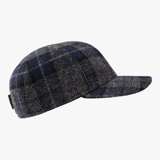 Casquette en laine Gore-Tex vue de côté, grise avec motif écossais