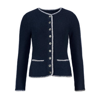 Blazer en cachemire bleu marine avec des boutons à l'avant