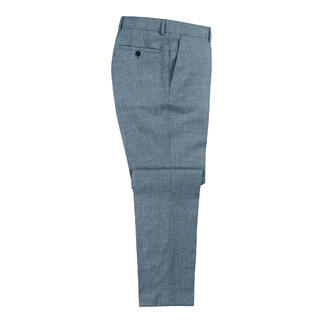 Vue latérale du pantalon bleu clair du costume d'été Carl Gross.
