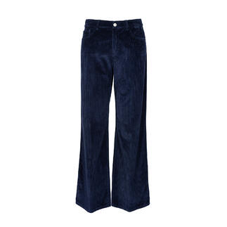 Pantalon large en velours côtelé navy sur fond blanc