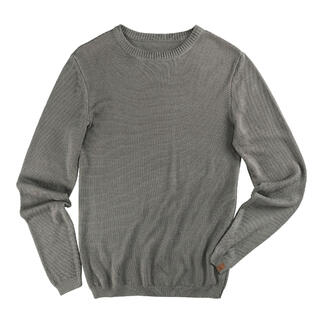 Pull Tencel-Piqué Ivanhoe gris sur fond blanc.