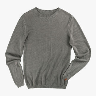 Pull Tencel-Piqué Ivanhoe gris sur fond blanc.