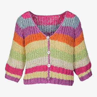 Cardigan en gros tricot de soie coloré avec des boutons