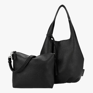 Sac soft noir avec un compartiment intérieur séparé.