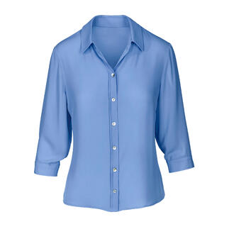 Blouse Janice & Jo bleue pour toute l'année en vue complète.