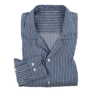 Chemise pliable en lin Tencel bleue à rayures