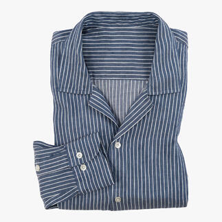 Chemise pliable en lin Tencel bleue à rayures