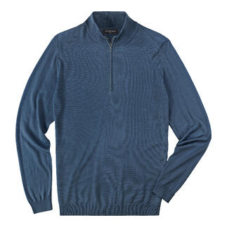 Pull bleu clair avec fermeture éclair.