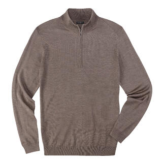 Pull brun avec fermeture éclair.