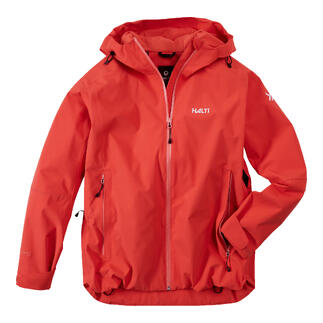 Veste hardshell rouge de Halti avec capuche.