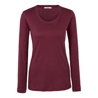 T-shirt long en cachemire JH1954 bordeaux avec col rond
