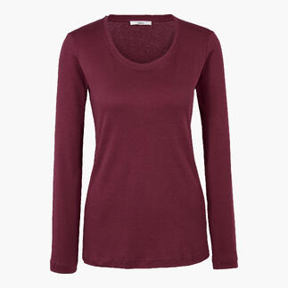 T-shirt long en cachemire JH1954 bordeaux avec col rond