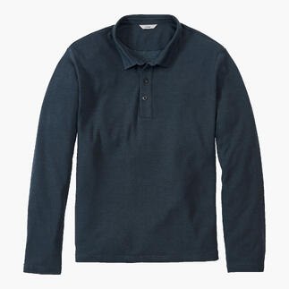 Polo à manches longues Pique marine avec boutons.