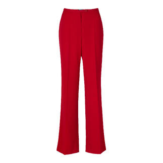 Pantalon rouge avec coupe droite et taille haute.