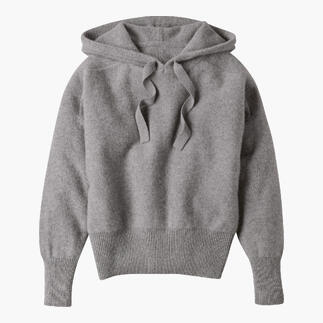 Sweat à capuche en cachemire bouilli gris sur fond clair