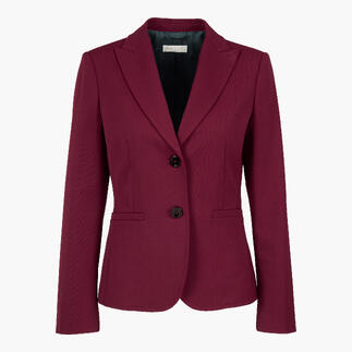 Blazer bordeaux lavable avec deux boutons à l'avant.