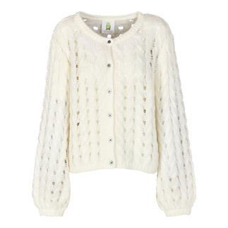 Cardigan en alpaga Tencel en off-white, design tricot avec des boutons devant.