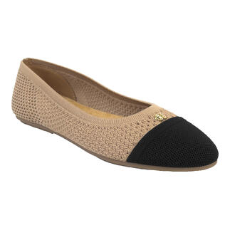 Ballerines en mesh sable-noir avec bout rond.