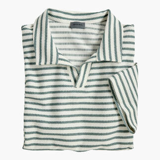 Polo Jacquard Hanro avec motifs rayés vert et blanc