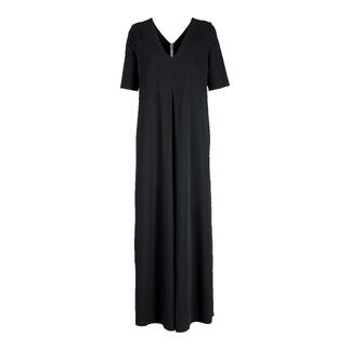 Jumpsuit en jersey noir avec manches courtes et coupe longue