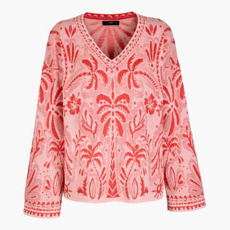 Pull en jacquard rose avec design floral et coupe ample