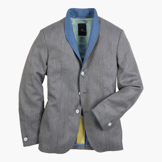 Blazer double face olive en taille 48 avec détails amovibles.