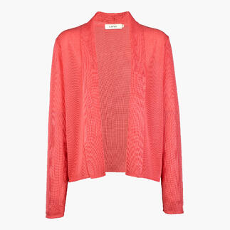 Cardigan en Tencel rose avec coupe ouverte et manches longues
