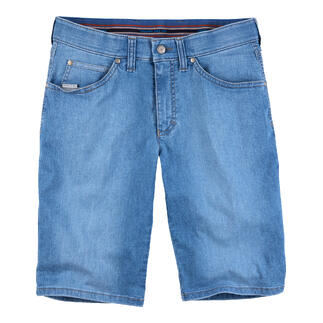 Shorts en jean Coolmax bleu, taille 48 sur fond blanc.