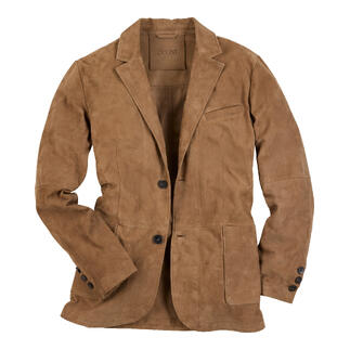 Blazer en cuir lavable en taupe, vue de devant