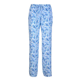Pantalon de vacances léger et bleu avec motif paisley.