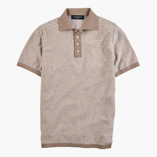 Polo-shirt beige clair à manches courtes avec boutons.