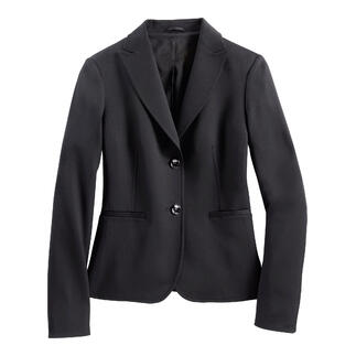 Blazer noir en tissu texturé.