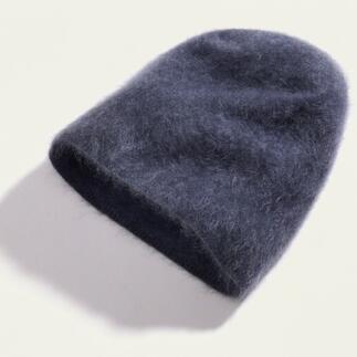 Bonnet en cachemire brossé gris foncé de côté.