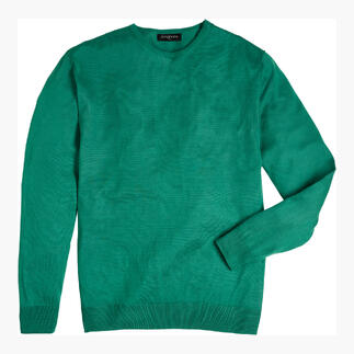 Pull en soie Junghans 1954 de couleur verte éclatante, vue de face.