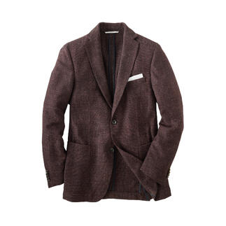 Veste en grain de riz rouge foncé, ouverte.