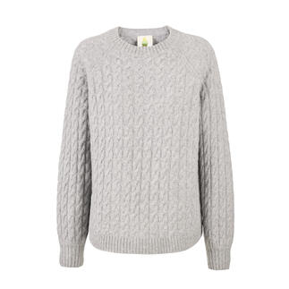 Pull en yak gris clair avec motif en câble
