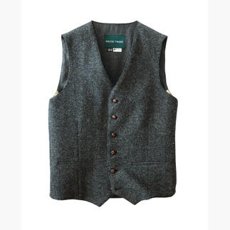 Gilet en lin tweed anthracite avec boutons.