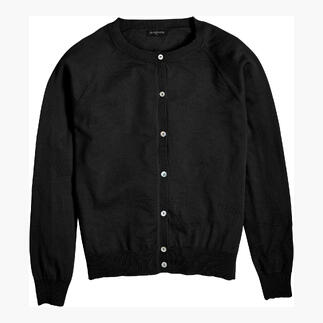 Cardigan court JH1954 noir avec boutons ronds.