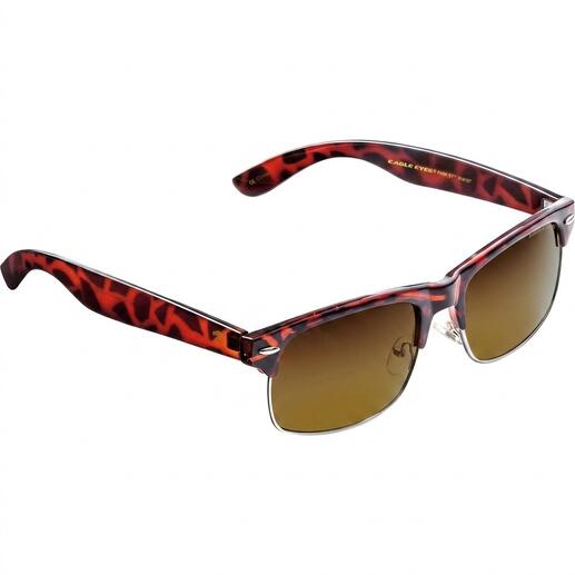 Lunettes de soleil rétro en motif écaille de tortue avec verres marron