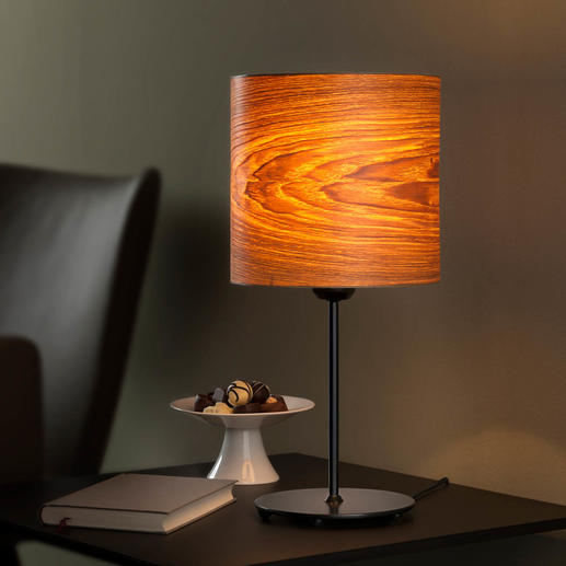 Lampe de table design, bois naturel Superbe lampe à poser ornée de précieux placage de grand frêne.