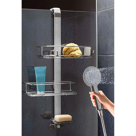 Etagère de douche variable Un design astucieux qui s’adapte à vos ustensiles de douche.