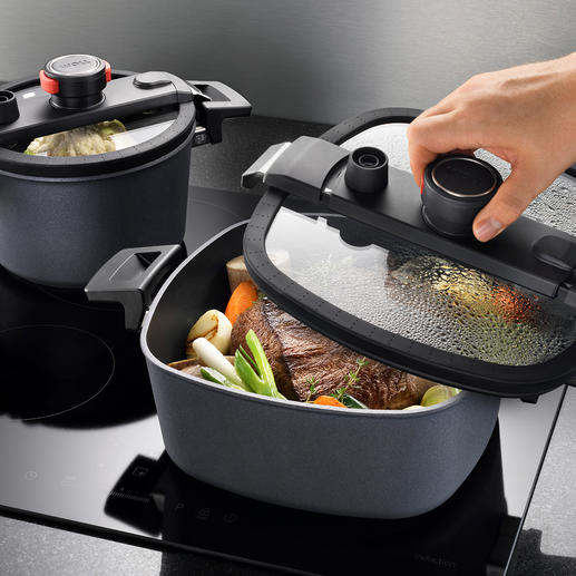 Casseroles Active Lite Casseroles premium en aluminium moulé, avec revêtement diamant et couvercle à fermeture hermétique.