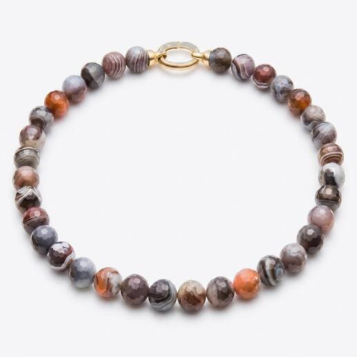 Bracelet en agate Botswana avec des pierres rayées colorées