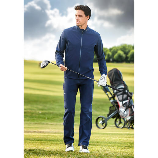 Veste ou Pantalon de golf imperméable poids plume KJUS Extensible, imperméable, respirante et escamotable dans une petite pochette.