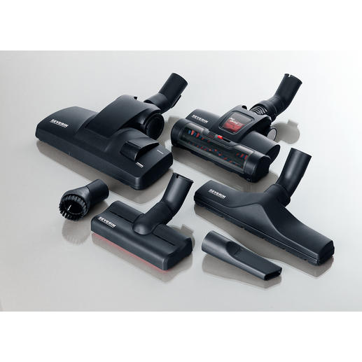 À chaque tâche sa buse optimale : buse universelle pour sols, buse turbo Jet Drive, buse pour meubles, buse pour meubles capitonnés, buse XL pour parquets et suceur plat pour fentes. À chaque tâche sa buse optimale : buse universelle pour sols, buse turbo Jet Drive, buse pour meubles, buse pour meubles capitonnés, buse XL pour parquets et suceur plat pour fentes.