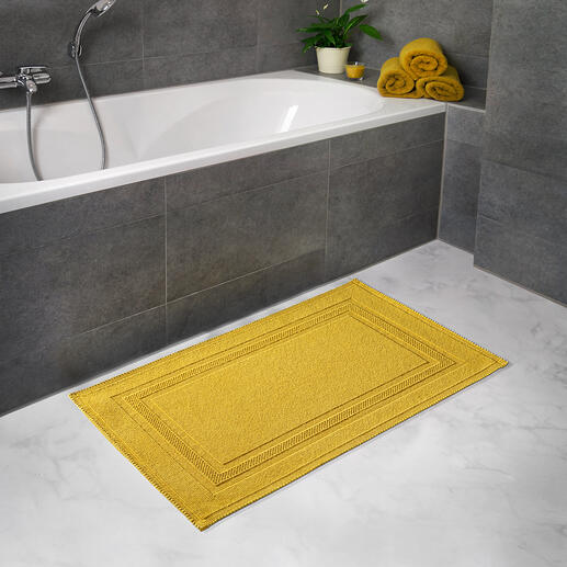 Tapis de bain non pelucheux 60 x 90 cm 100 % coton souple absorbant. Résistant à la machine à laver et au sèche-linge.