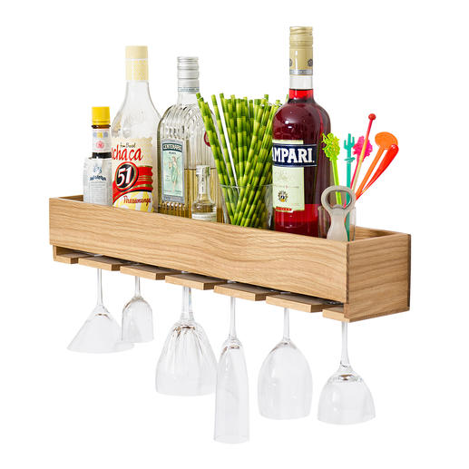 Minibar en chêne Tout à portée de main pour préparer vos meilleurs cocktails.