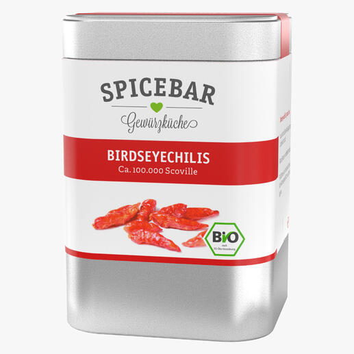 Boîte de Birdseye-chili, 30 g, idéale pour les plats épicés.